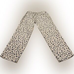 Marine Layer Denim Drawstring Pants Large Tan Black Print Straight Leg